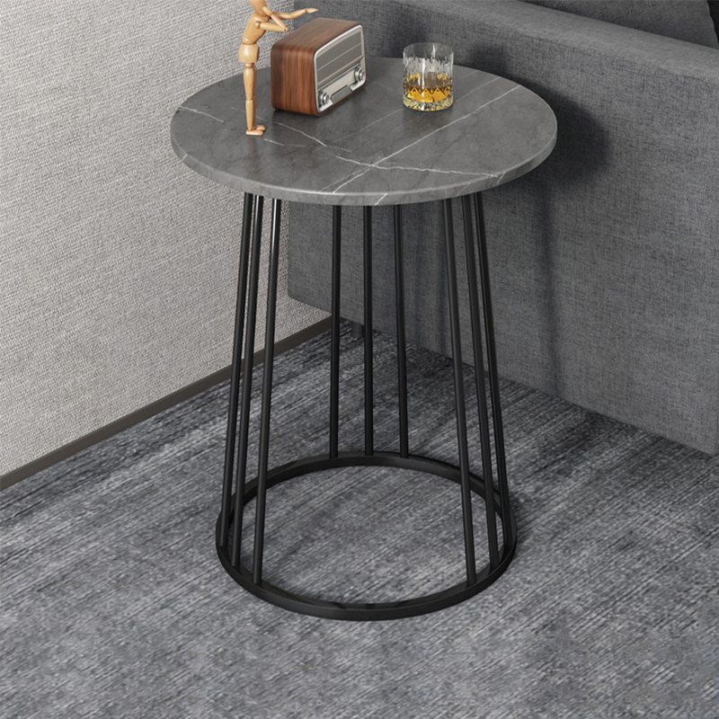 Black Marble Glass Modern Luxury Living Room Dining Table Steel Round Coffee Table