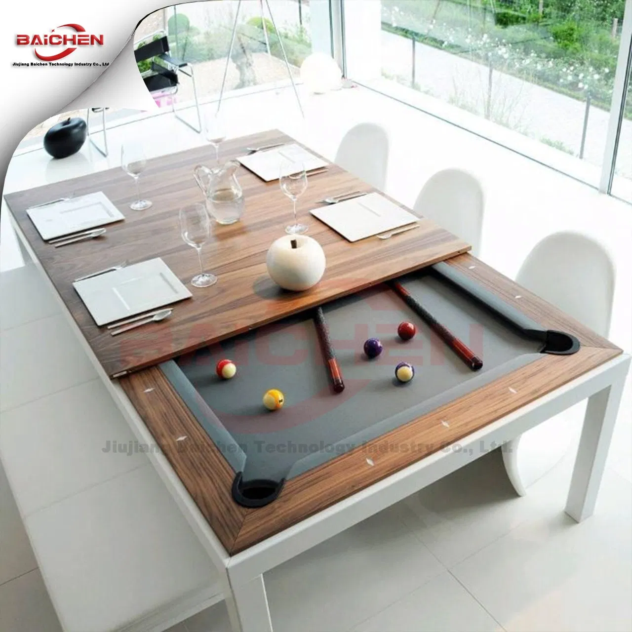 Factory Direct Selling High-End Customized Solid Wood Billiard Pool Table Dining Top