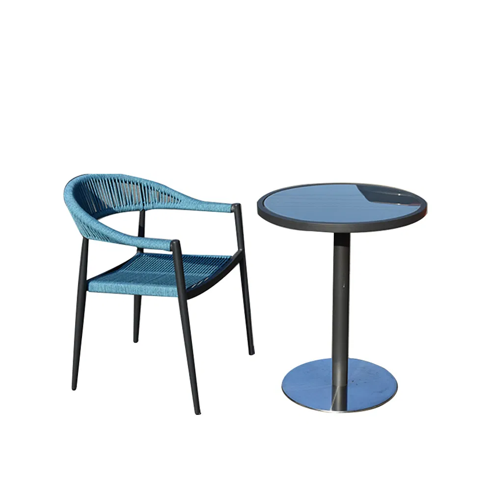 Modern Leisure Home Garden Furniture Stainless Steel Frame Outdoor Dining Table