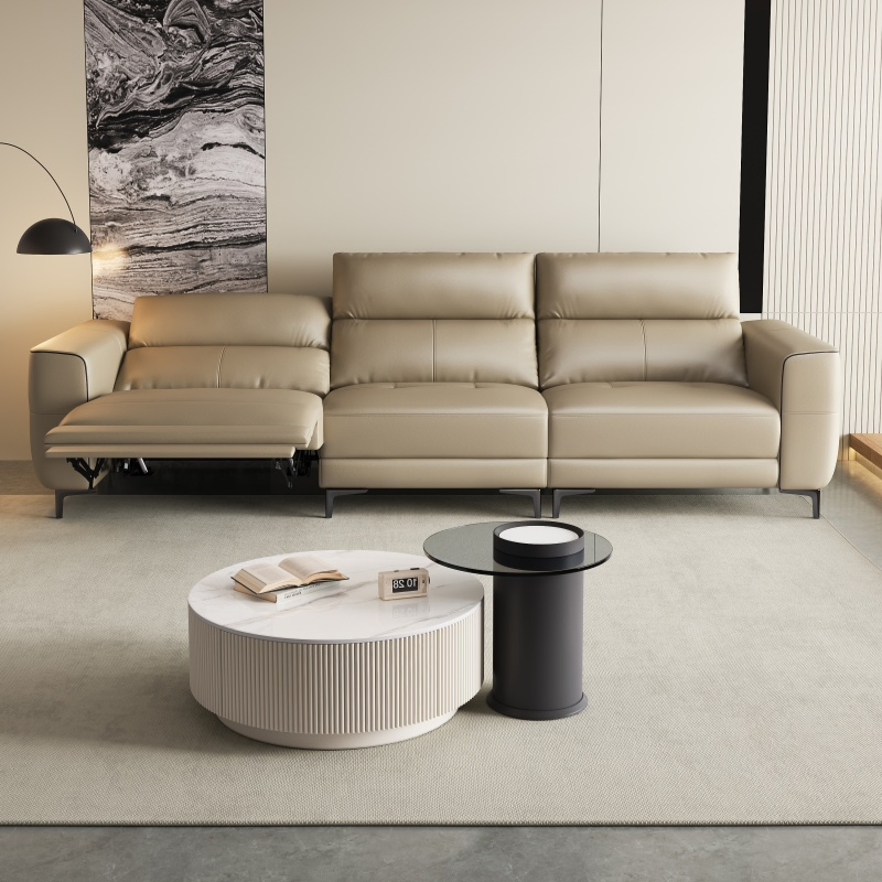 Factory Wholesale Modern Cream Style Round Combination TV Stand Coffee Table