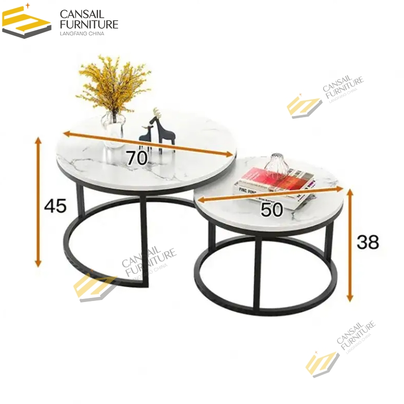 Round Coffee Table Set of 2 End Table, Sturdy and Easy Assembly