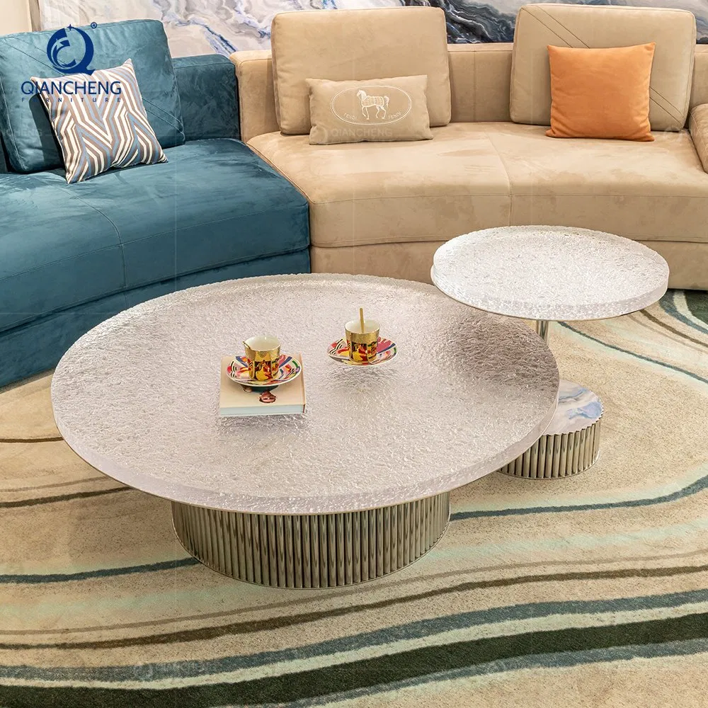 Luxury Curved Acrylic Round Nesting Side Coffee Tables Set of 2 on Verified Suppliers