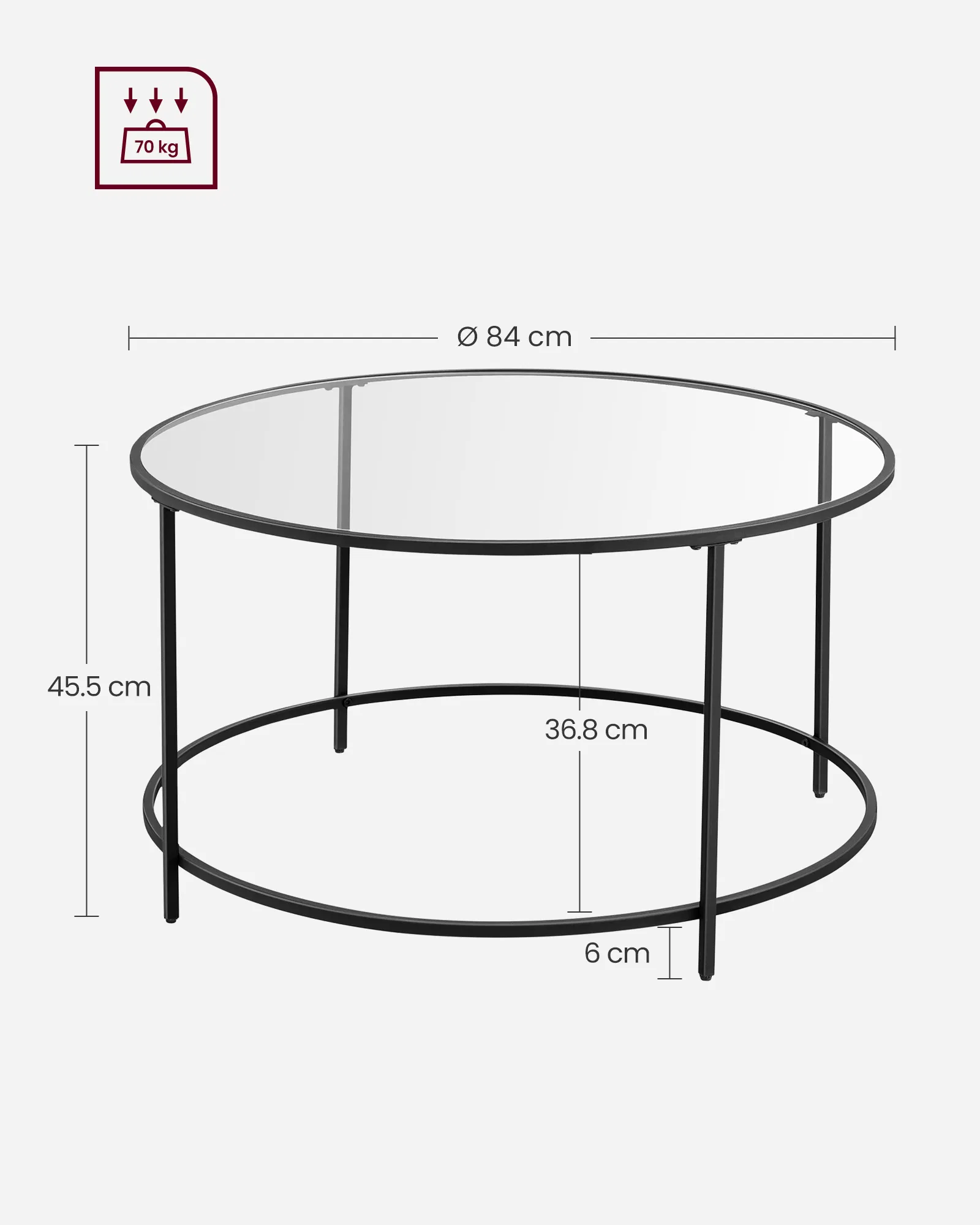 Modern Center Living Room Table Black Tempered Glass Accent Side Table with Metal Frame Coffee Table Furniture