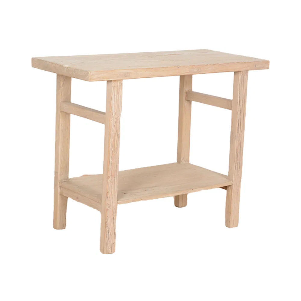 Rustic Reclaimed Solid Wood Vintage Console Table with Storage Shelf