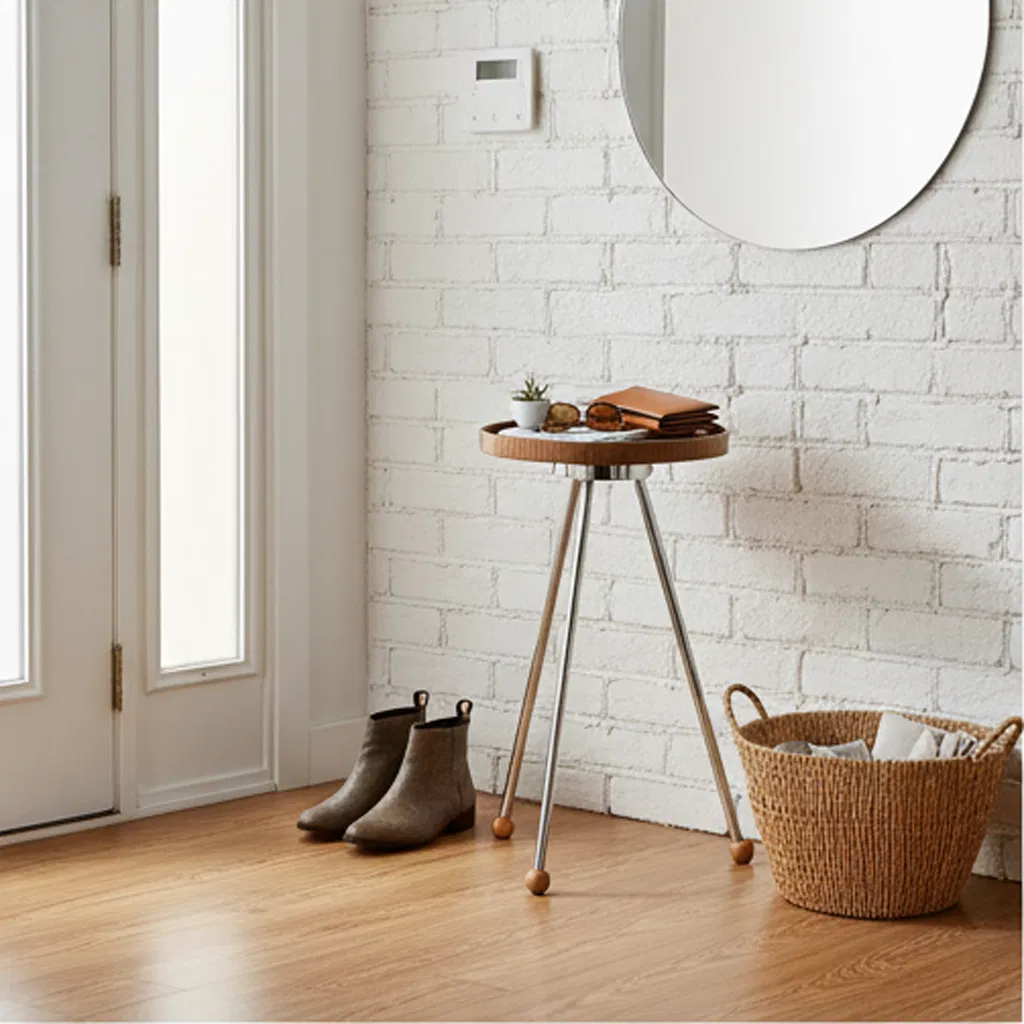 Retro Charm Circular Wood Tray Top Metal Tripod Base Practical Accent Home Decor Side Table