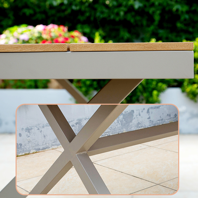 Luxury Modern Rectangle New WPC Composite Wood Outdoor Furniture Set Patio Dining Table and 8 Seats