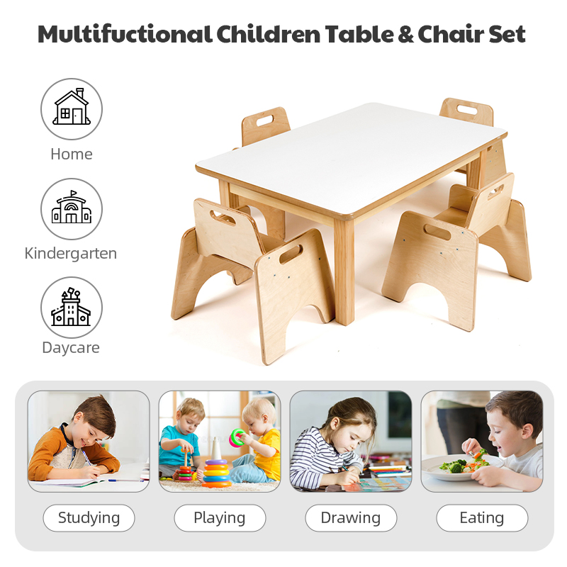 High-End Wooden Kindergarten Children's Tables and Chairs Set Early Learning Table Wooden Drawing and Writing Table