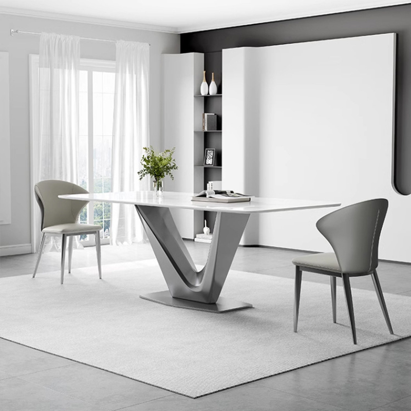 Light Outdoor Sintered Stone Table Patio Furniture Stone Effect Dining Set