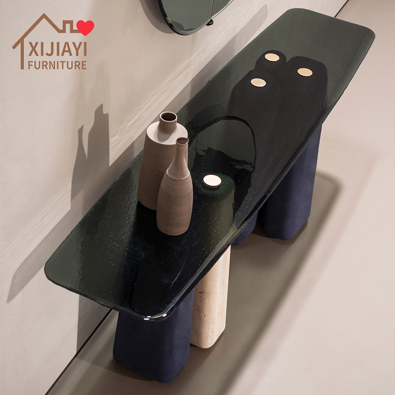 Xijiayi Custom Size Console Tables Made with Glass Countertop for Office Lobbies.