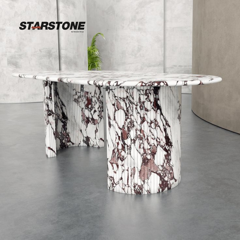 Starstone Calacatta Viola Marble Oval Italian Marble Dining Tables