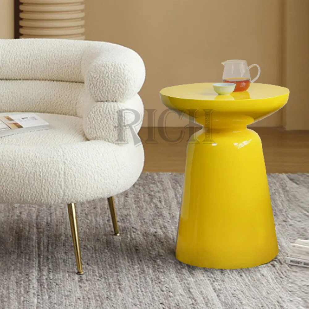 Living Room Accent Table Yellow Aluminum Metal Frame Side Table