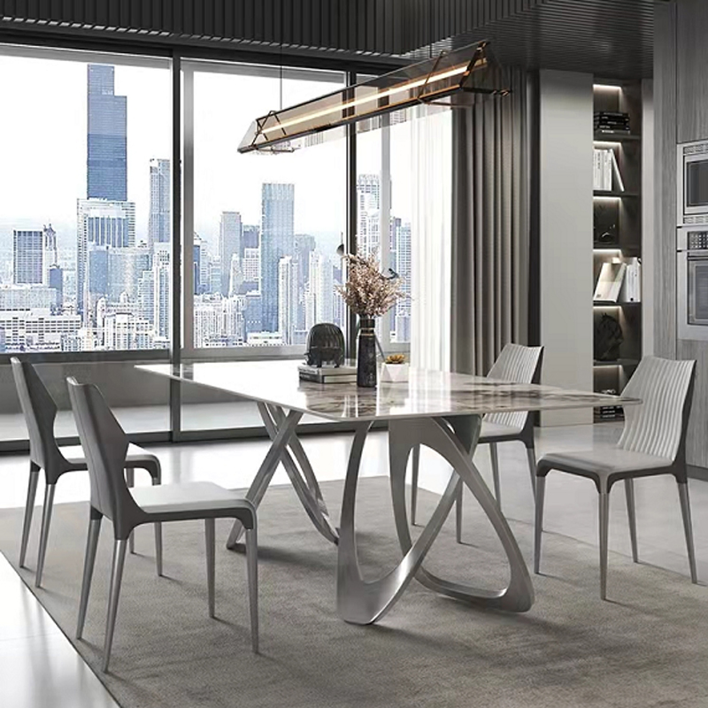 Luxury Gold Metal Marble Dinner Room Furniture Set Dining Table for Kitchen