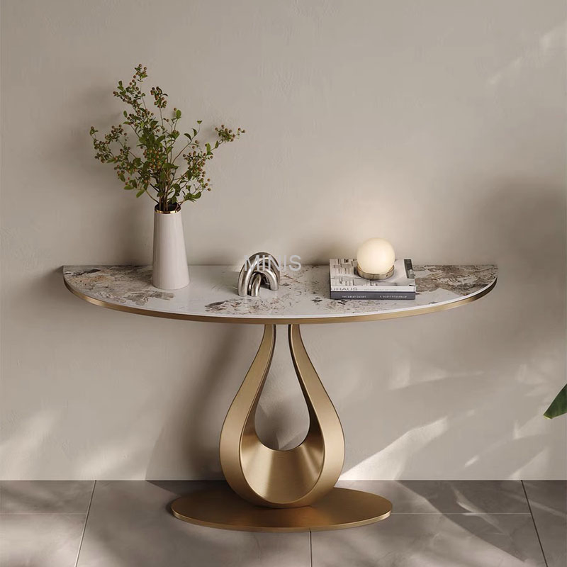 Chinese Factory Wholesale Price Hallway Gold Metal Marble Console Table