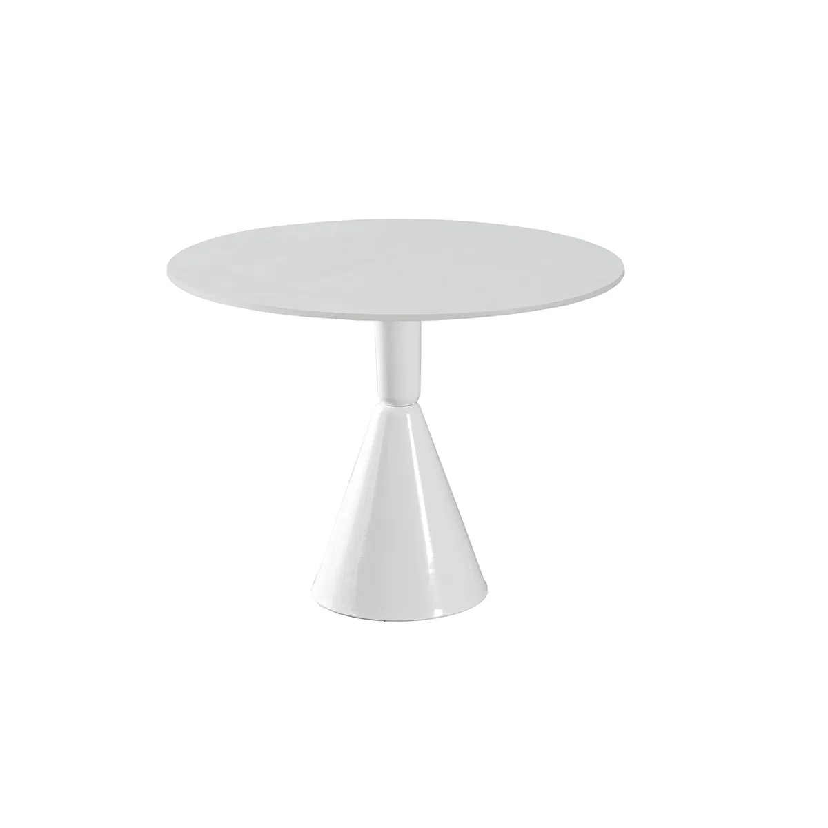 Modern Round Side Table, Faux Marble Top &amp; Matte Black Cone Base Stylish Accent Table