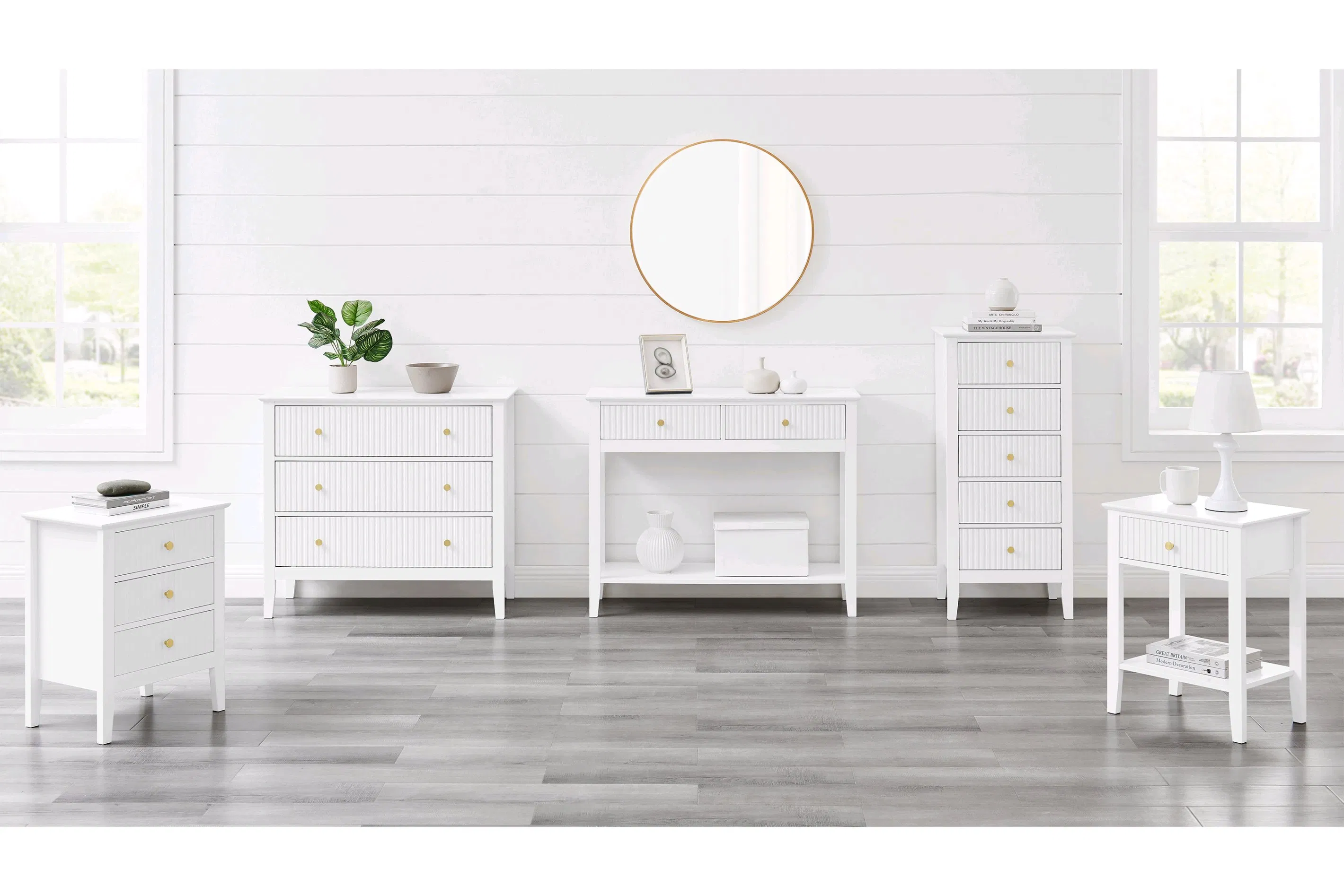 MID Century Modern Console Table Wood Sofa Table with Storage Drawers Table with Open Shelf for Living Room