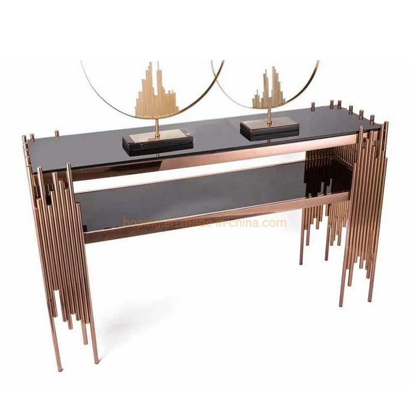 Clear Decoration Charge Plates Black Glass Hotel Restaurant Plates Wholesale Rose Gold Console Table Side Table