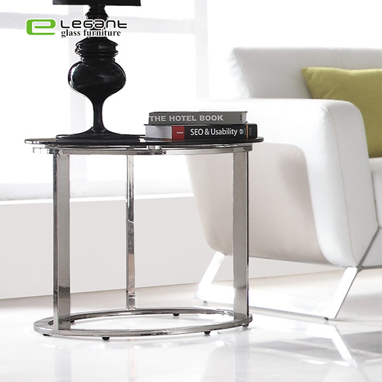 Modern Style Square Black Tempered Glass Side Table Coffee Nesting Table