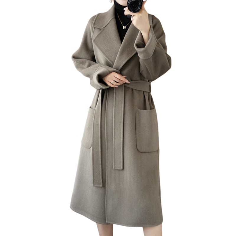 Boying Women's Double-Faced Wool Cashmere Mid-Length Winter Coat Stylish Loose Fit Overcoat Warmth Fur Women's Woolen Outerwear