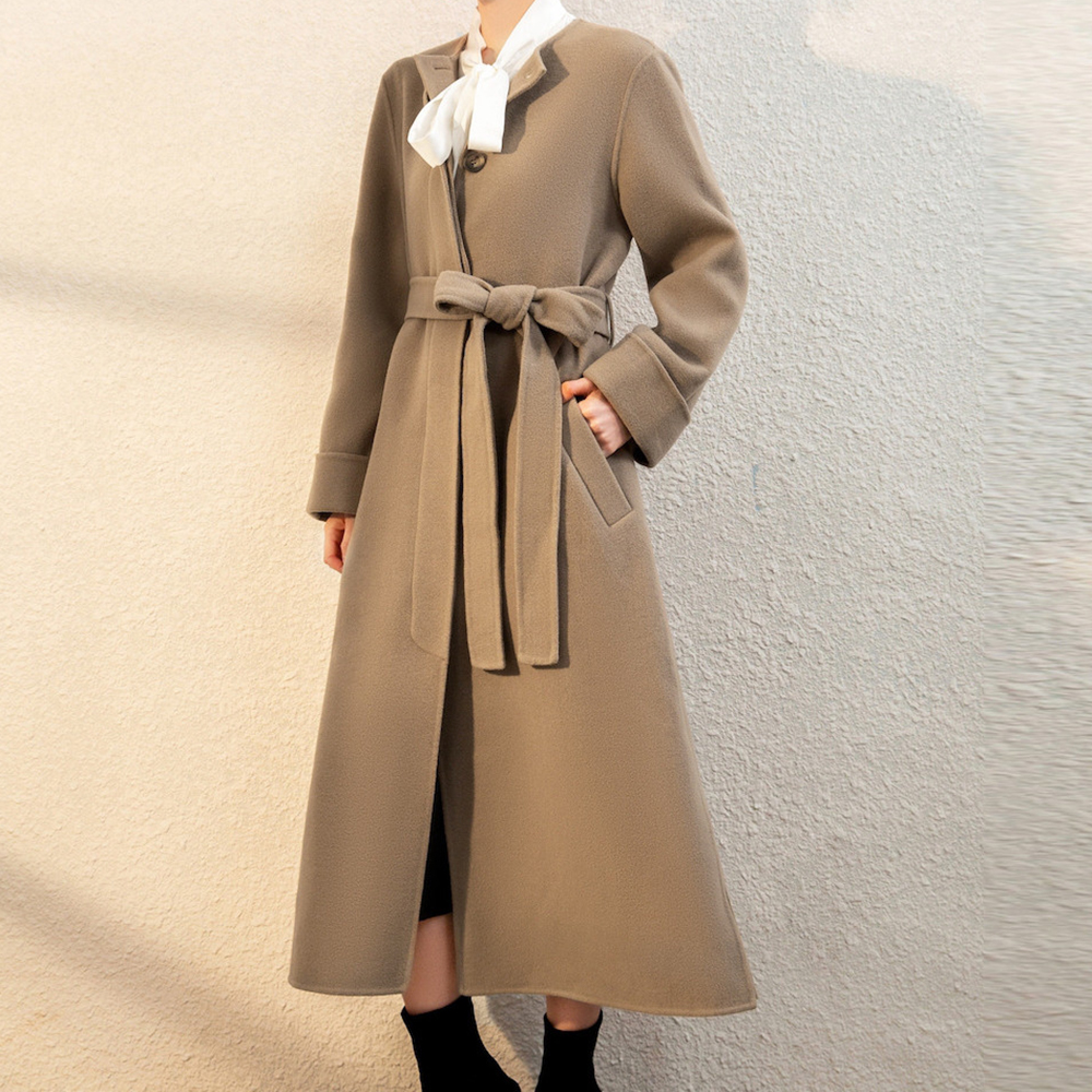 Winter Cashmere Overcoat Luxury Ladies Long Wool Trench Coat Women Cashmere Handmade Coat