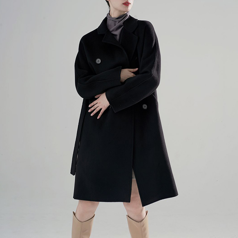Wholesale Factory Women Long Cashmere 100% Wool Coat Ladies Wool Long Overcoat