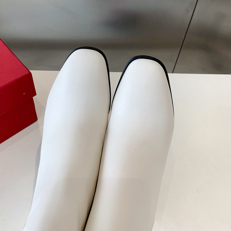 Genuine Leather Women Boots Women's Long Boots High Heeled Winter New Round Toe Chunky Heel Leather Boots