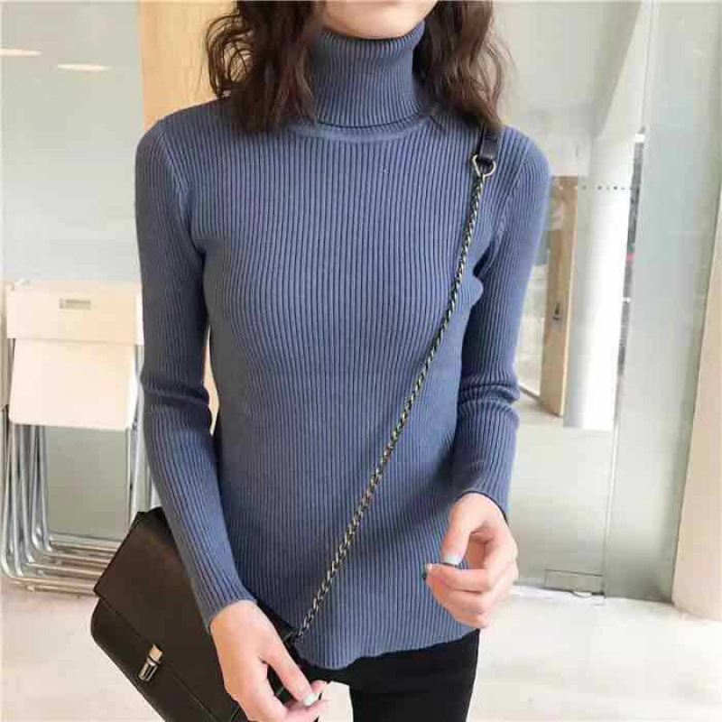 2024 Women's Turtleneck Sweater Slim Fit Knit Base with Long Sleeves Versatile Pullover with Inner Layer for Winter