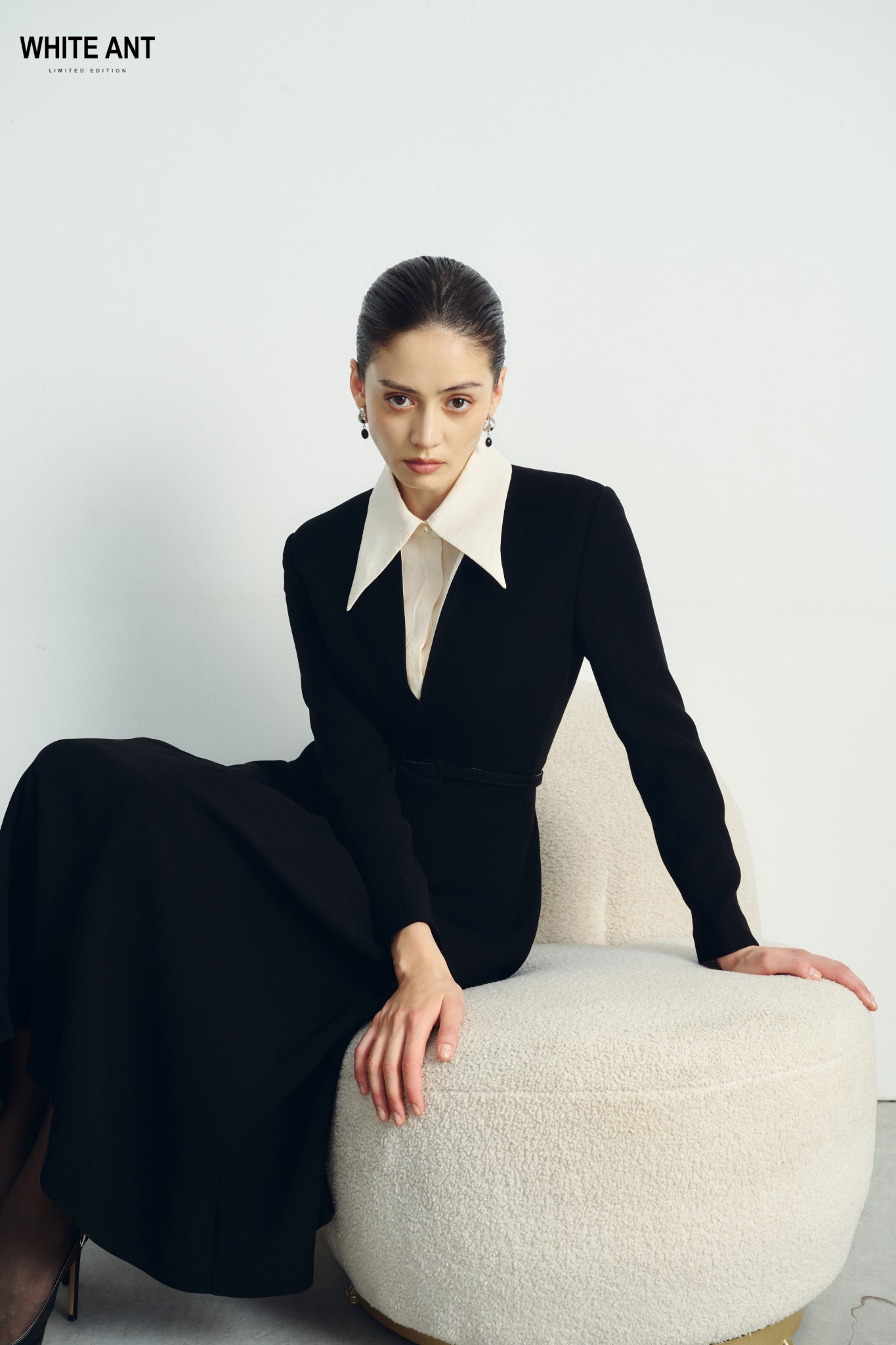 Winter-Wear Midi Dress in Black for Women 100% Polyester From Vietnam