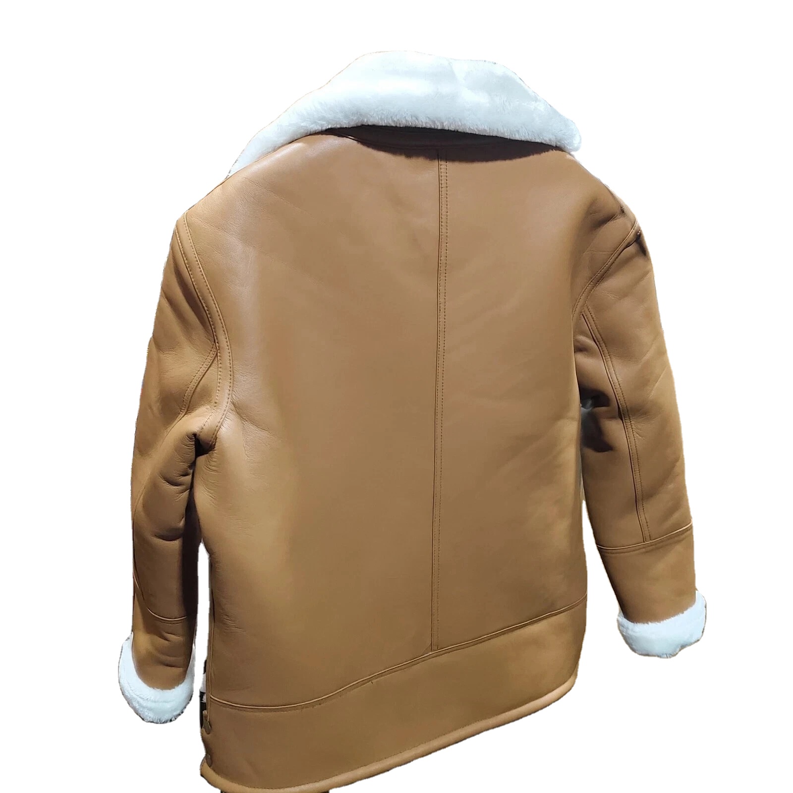 Women's Genuine Sheep Leather RAF Bomber Jacket with Knitted Fake Fur Shearling Dyed Customized Color &amp; Logo