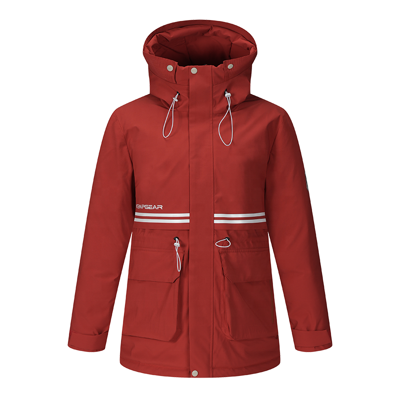 High Quality KEMPGEAR Women's Winter Windbreaker Jacket Thick Duck Padded Parka Coat Hooded Waterproof 100% Polyester Zipper