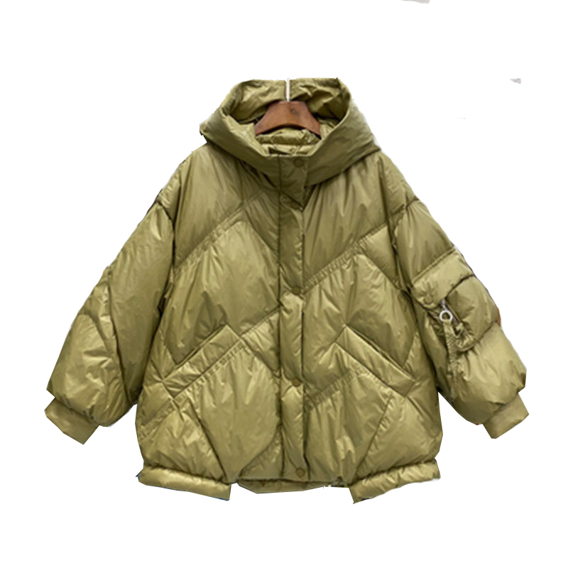 Winter Women Puffer Jacket Parka Hooded Outerwear Warm Female Loose White Duck Down Coat Zipper Casual Ladies Clothing