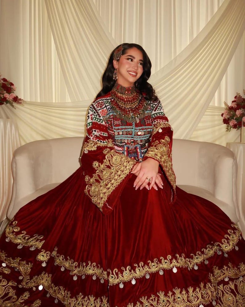 Premium Quality Afghan Kuchi Dress for Women Wedding and Party Wear with Modest Style Zipper Lace Decoration By AM IMPEX