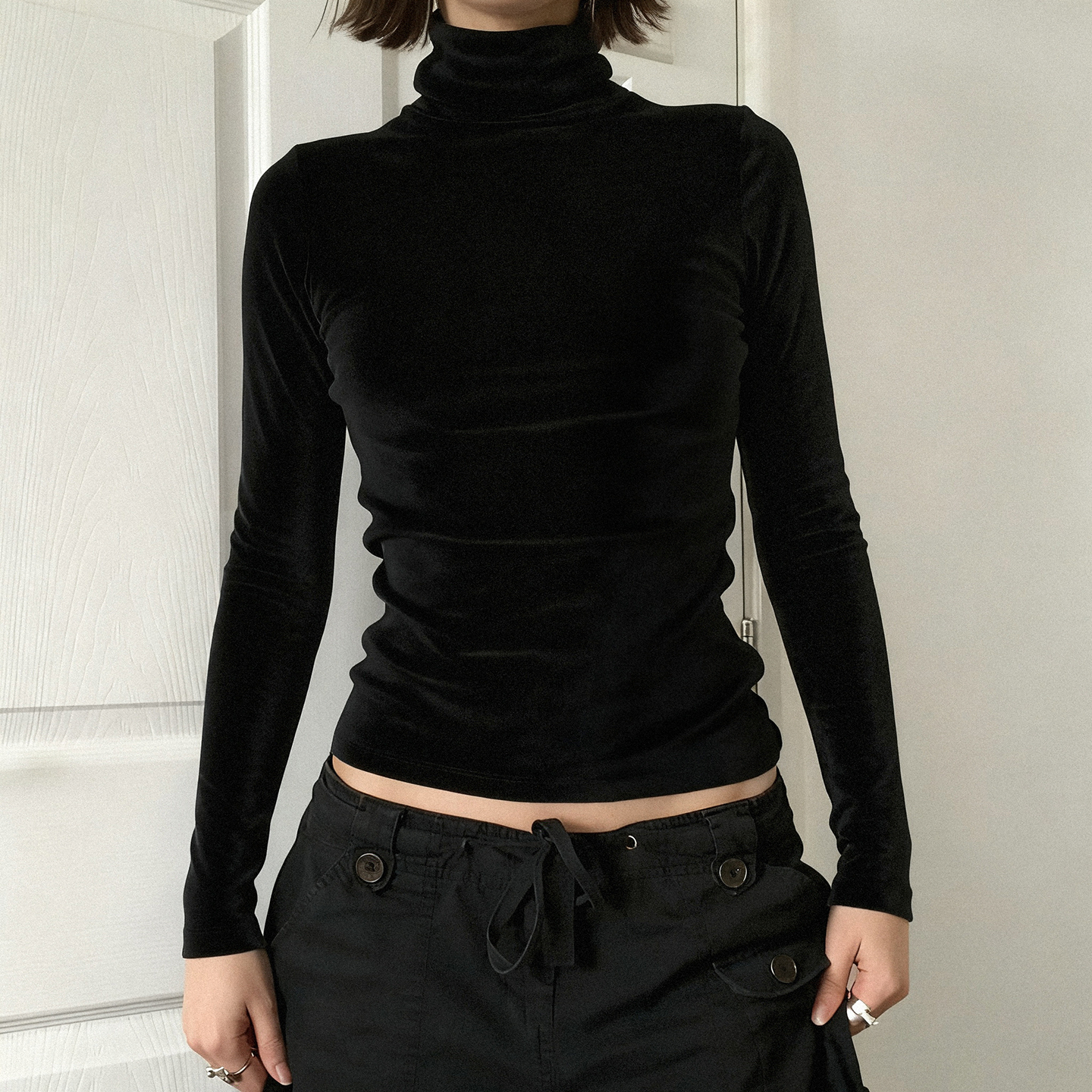 Autumn Women Turtleneck Slim Fit Knit Top Long Sleeve Base Layer T Shirt European American Fashion Casual Tee