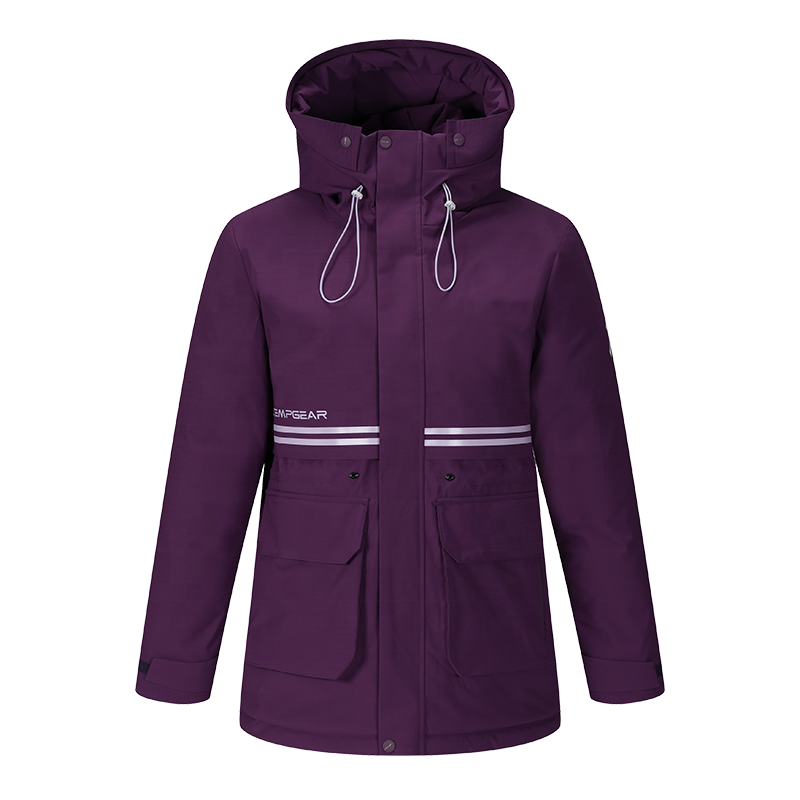 High Quality KEMPGEAR Women's Winter Windbreaker Jacket Thick Duck Padded Parka Coat Hooded Waterproof 100% Polyester Zipper