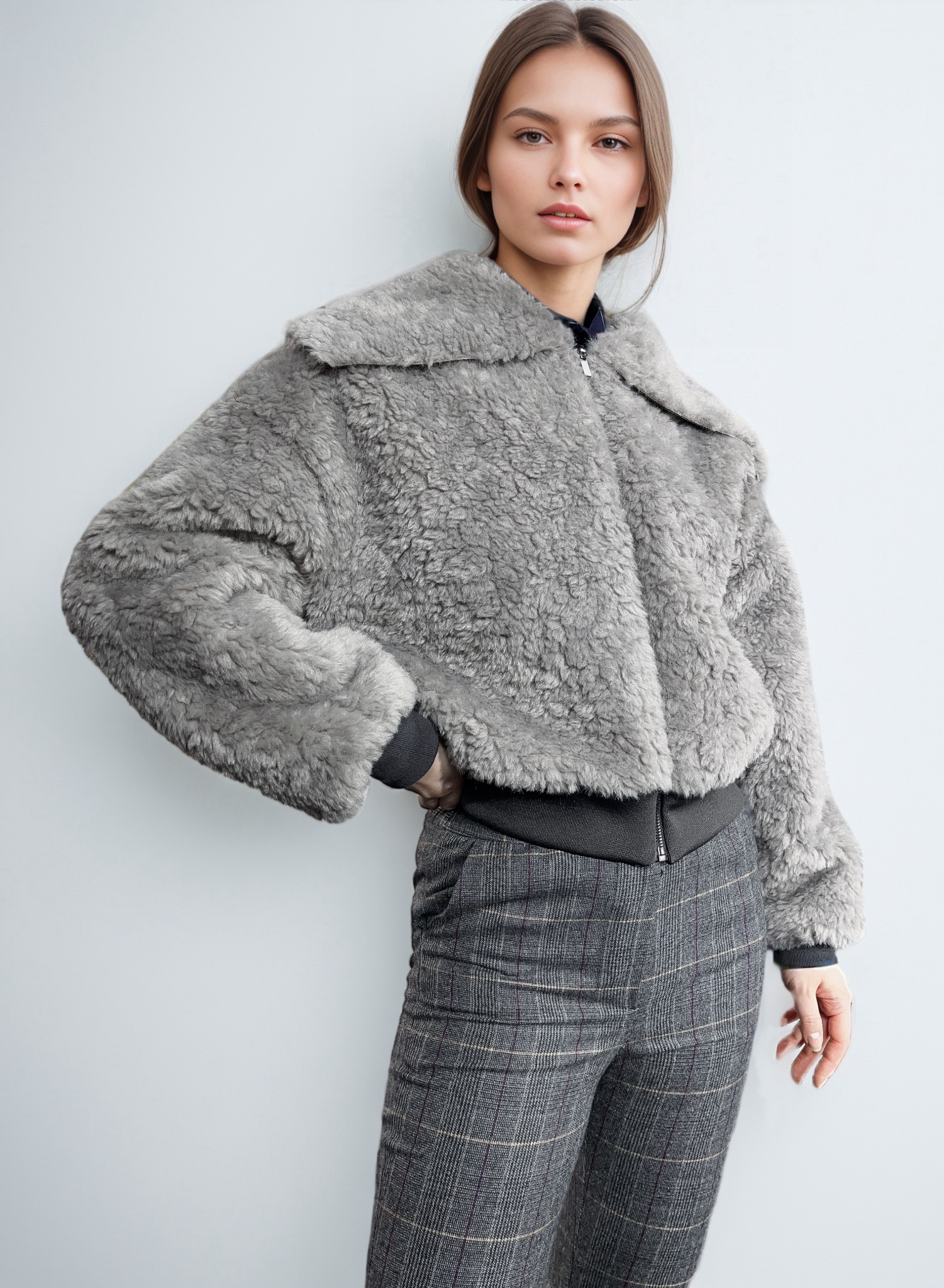 Women's Coat Casual Lapel Fleece Fuzzy Faux Shearling Zipper Coats Warm Winter Oversized Outwear Jackets Winter Clothes