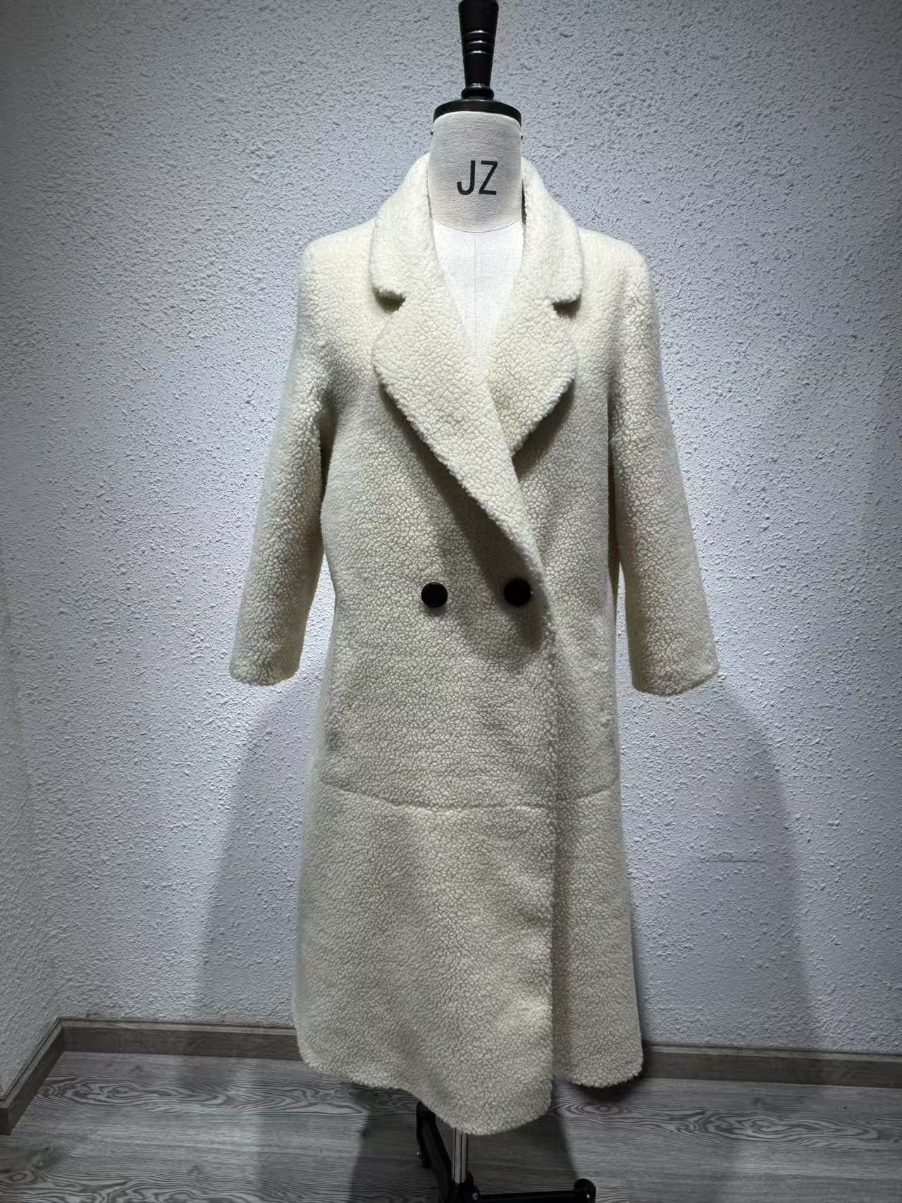 New Women's Long Faux Fur Coat Loose Oversized White Teddy Coat Winter Warm Curly Faux Jacket With Double Breasted Design
