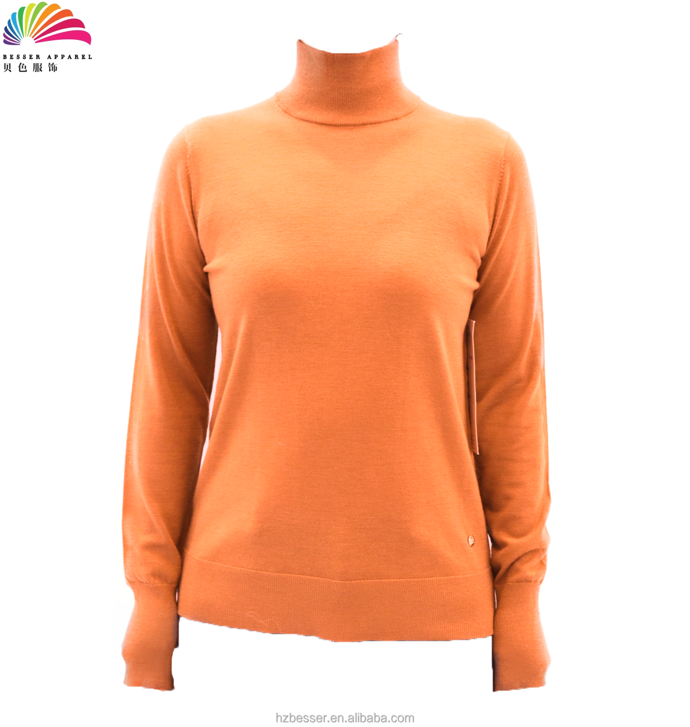 Factory Custom Merino Wool Turtleneck Base Layer Women's Knitted Long Sleeve Sweaters for Everyday