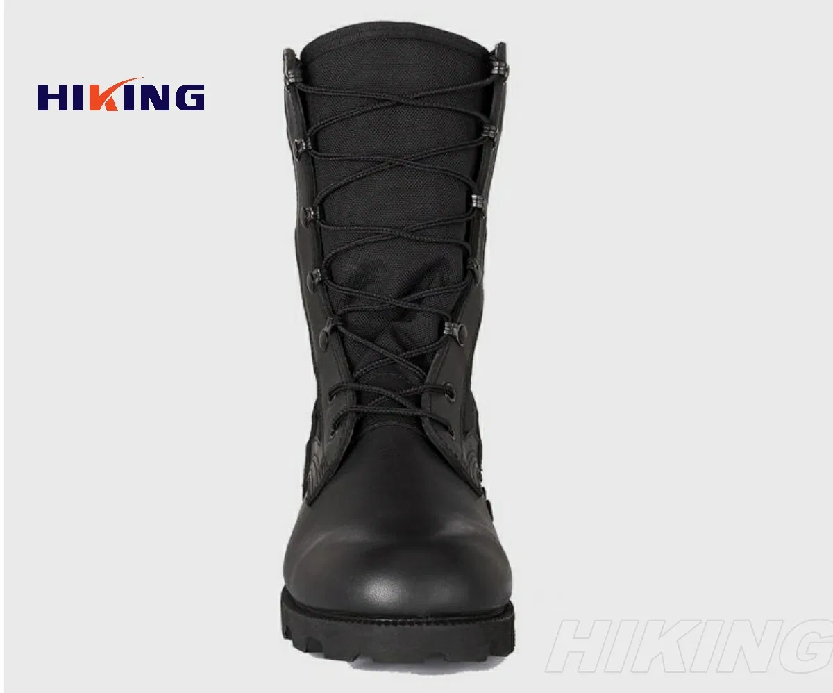 Hiking Combat Black Full Leather Boots Anti-Slip Rubber Sole Shoes Tactical Gear Men's 8" Tactical/Combat Shoes Panama Black Jungle Boots /Footwear
