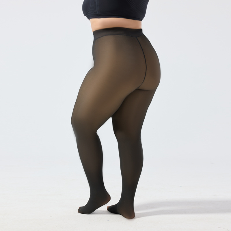 European American Style High Waist Thermal Seamless Leggings Pantyhose Women Fleece-Lined Thickened Autumn Winter Large Size