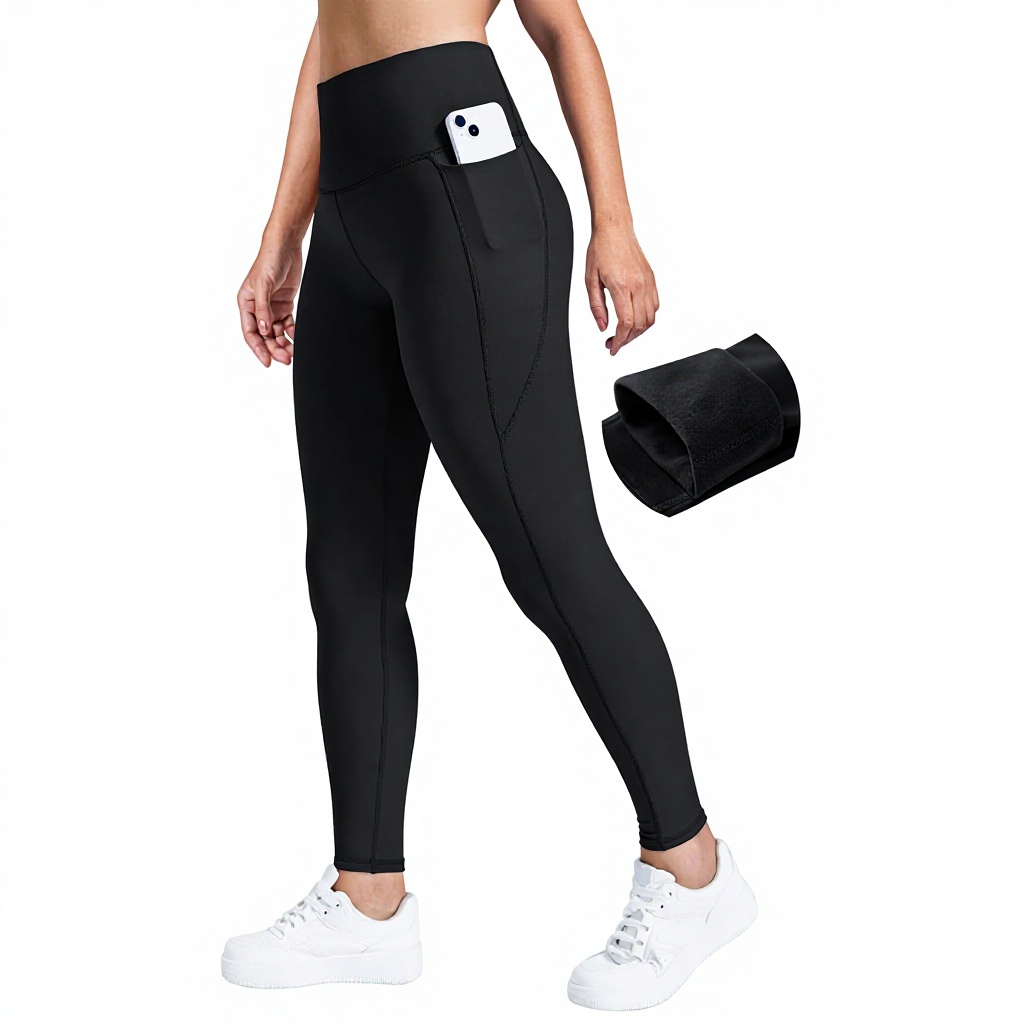 Womens High-Waisted Fleece Lined Spandex/Nylon Leggings Winter Thermal Underwear Butt Lifting Yoga Compression Elastic Waist