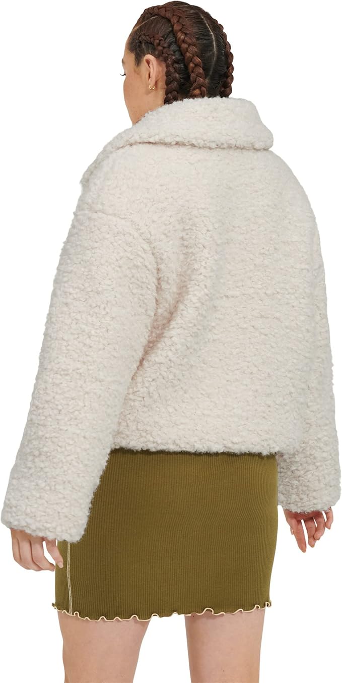 Women's Casual Thick Fleece Fuzzy Faux Shearling Waterproof Bear Pocket Zipper Coat Warm Winter Oversized Outwear Sherpa Jackets