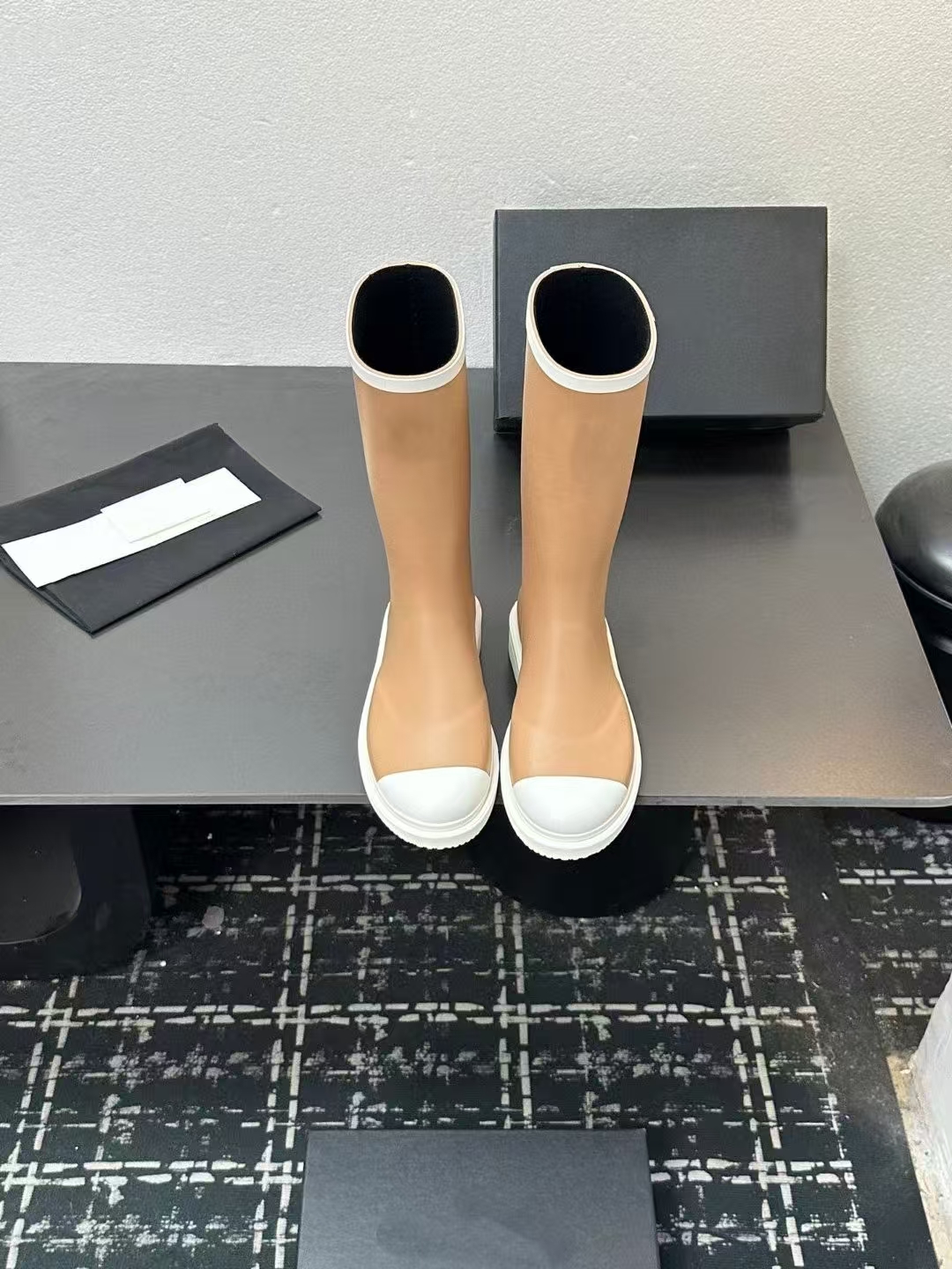 Women's for Style Solid Tall Rain Boots-Waterproof Cap Toe Chunky Sole Chic Fashion Rubber Wellingtons Autumn/Winter