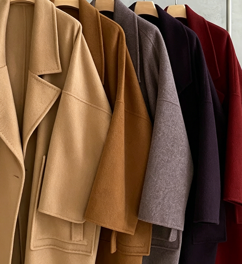 Women's Double Sided Reversible Wool Coat Oversized Lapel Long Cashmere Blend Overcoat Button Closure Waterproof for Winter