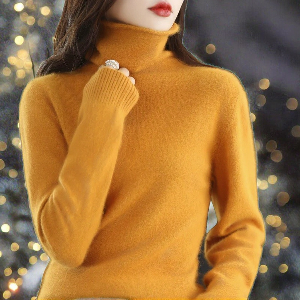 Women's Casual Seamless 100% Wool Thin Turtle Neck Base Layer High Quality Full-Fashioned Knitwear Thermal Shirt Winter