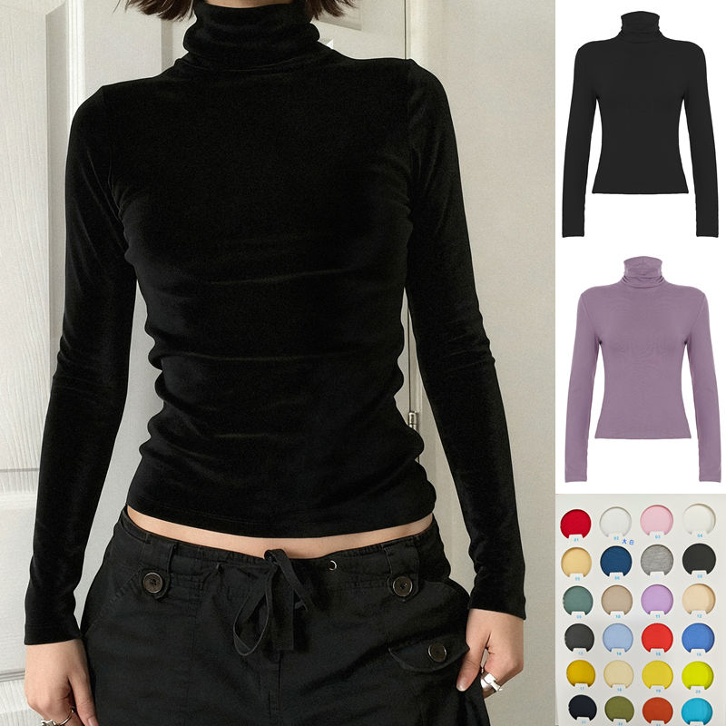 Autumn Casual Eco-Friendly Thermal Wear Turtleneck Top Women Slim Fit Stretch Knit Breathable Long Sleeve Base Layer 260g
