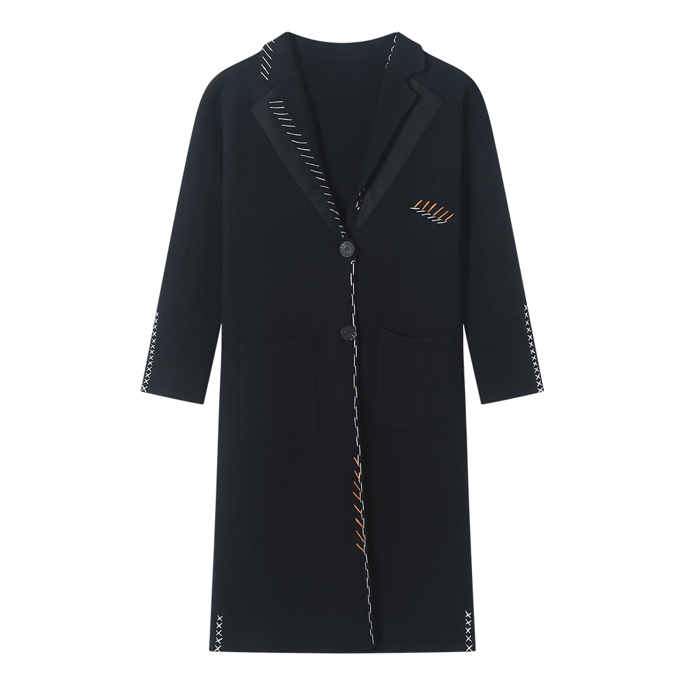 Wholesale High Quality Black Long Cashmere Overcoat Woman Winter Long Woolen Coats for Ladies