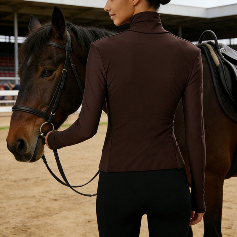 Custom Slim Base Layer Sweat Shirt Oversized Women Equestrian Turtleneck Compression Shirts