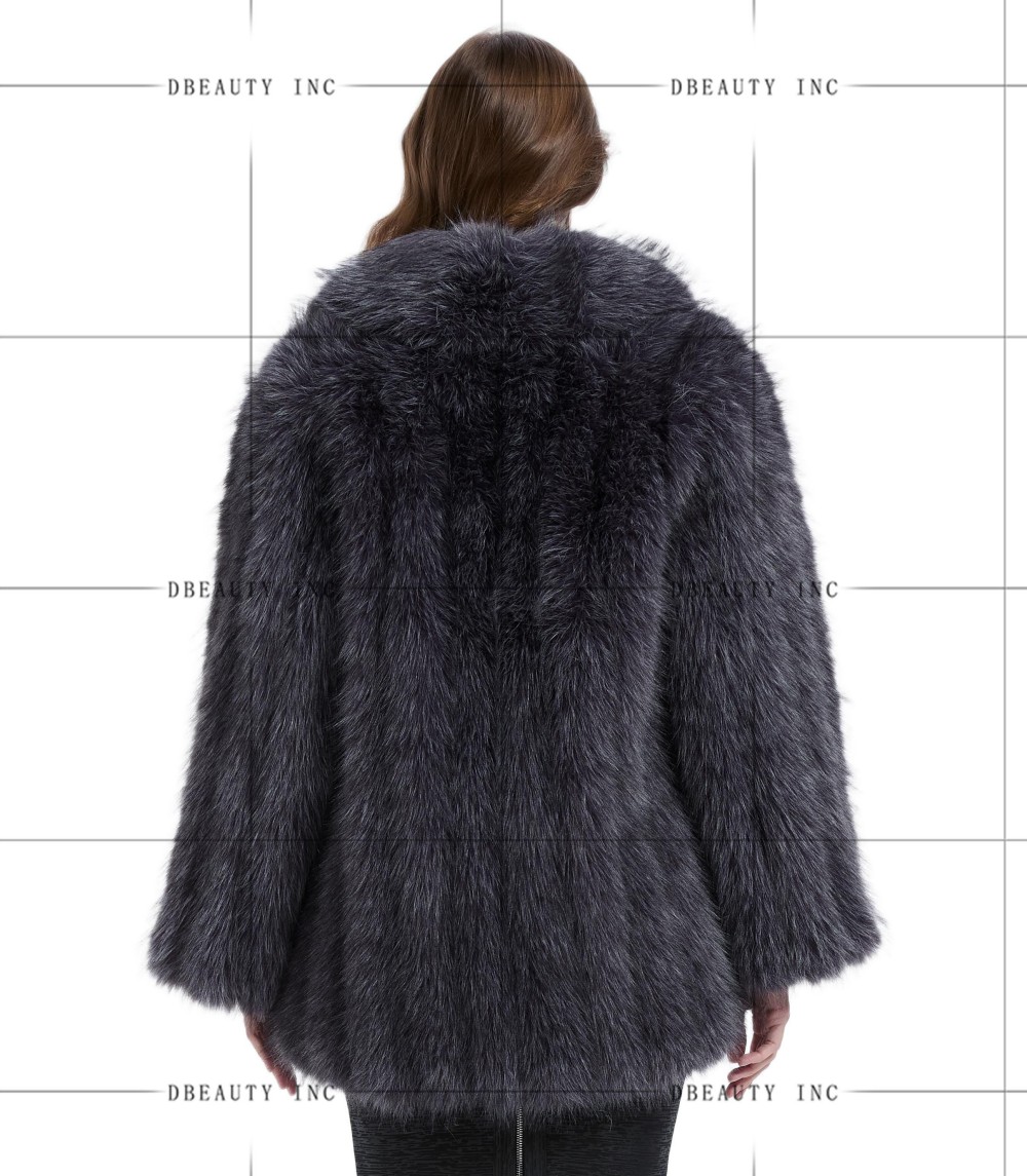 Women's Winter Warm Fluffy Faux Fox Fur Parka Jacket Eco-Friendly Luxury Plus Size Outerwear Dyed Processing