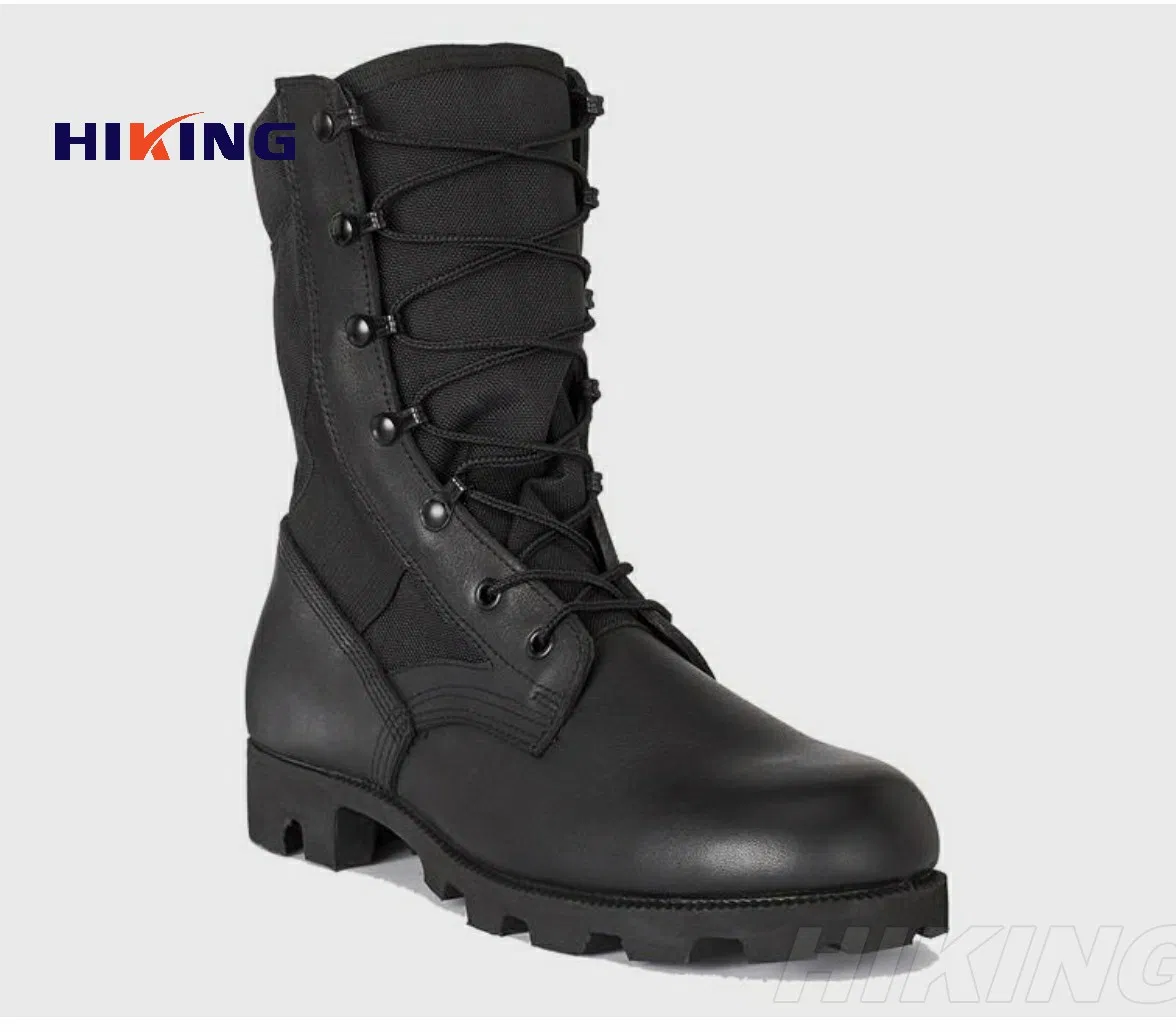 Hiking Combat Black Full Leather Boots Anti-Slip Rubber Sole Shoes Tactical Gear Men's 8" Tactical/Combat Shoes Panama Black Jungle Boots /Footwear