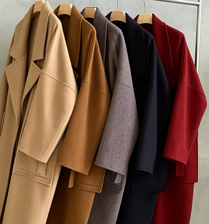 Women's Double Sided Reversible Wool Coat Oversized Lapel Long Cashmere Blend Overcoat Button Closure Waterproof for Winter