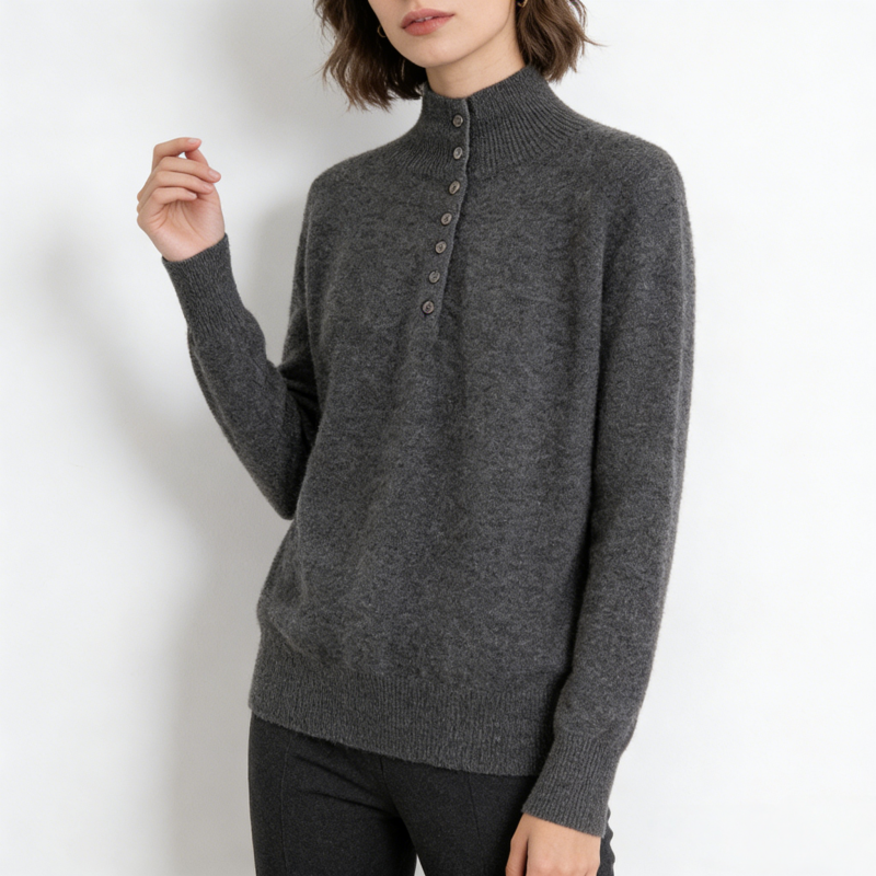 Factory High-quality Women's Sweaters with Customizable Button Embellishments Knitted Casual Style Suitable for Winter Wear